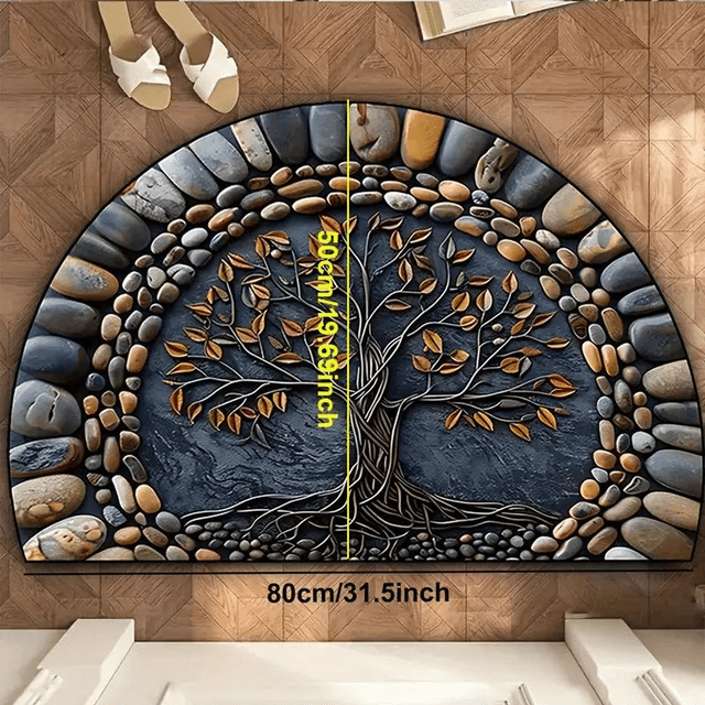 Tapis demi lune Arbre de la Vie, Antidérapant pour intérieur