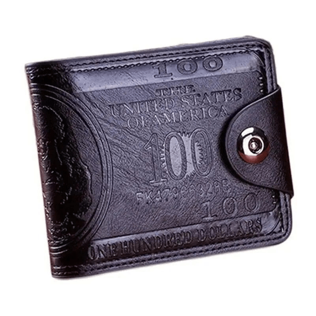 Portefeuille en cuir à motif dollar américain pour hommes noir
