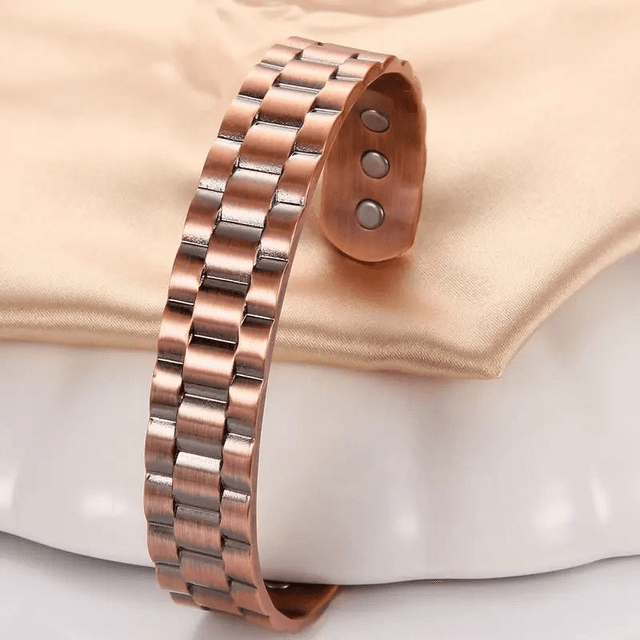 Bracelet de manchette magnétique en cuivre vintage, Ajustable pour Hommes