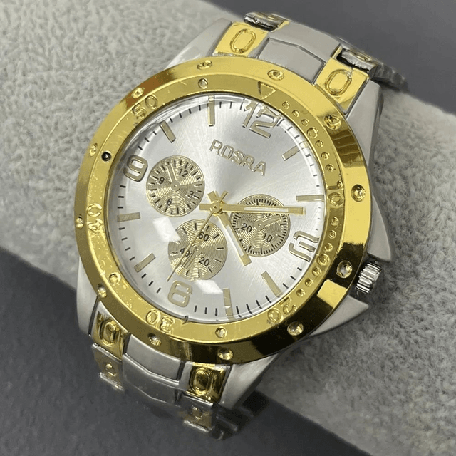  montre à Quartz hommes argent dorée bracelet en acier