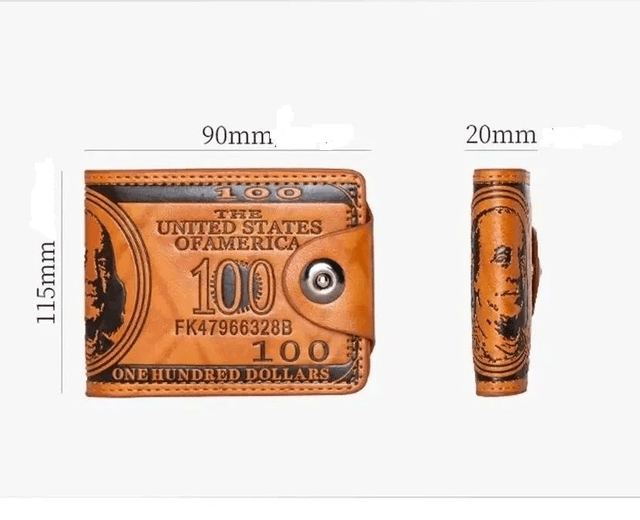 Portefeuille en cuir à motif dollar américain pour hommes noir