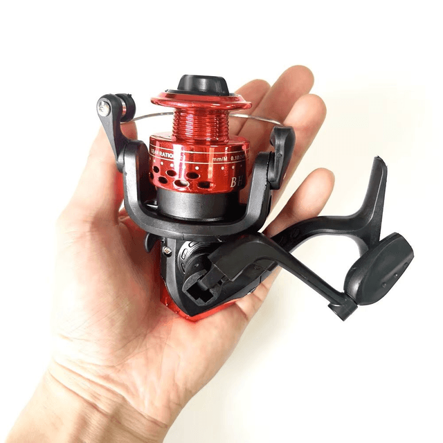 Moulinet de pêche pliant  de 40m de diamètre couleur rouge