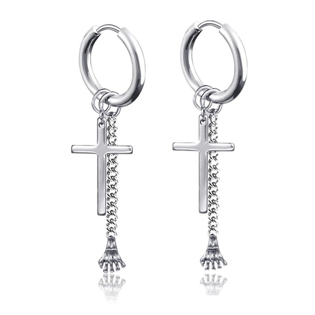 Boucles d'oreilles Punk à chaîne en acier inoxydable pour femmes et hommes