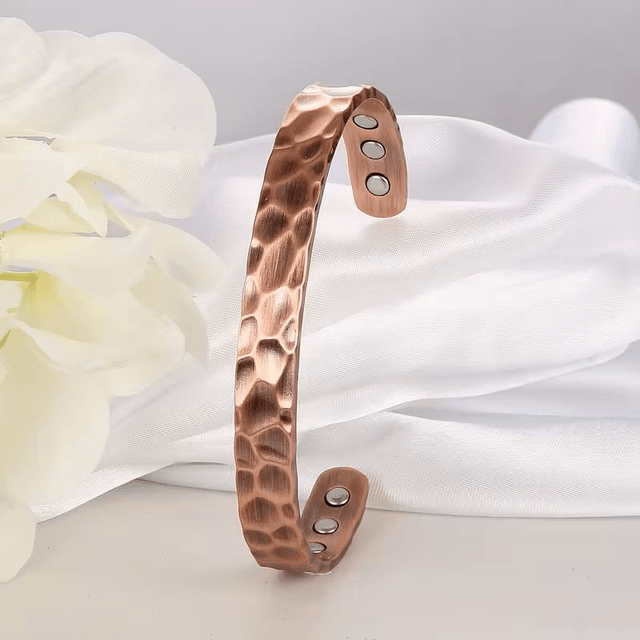 Bracelet en Cuivre pour Hommes, Design de Marteaux, avec 6 Aimants de 3500 Gauss,