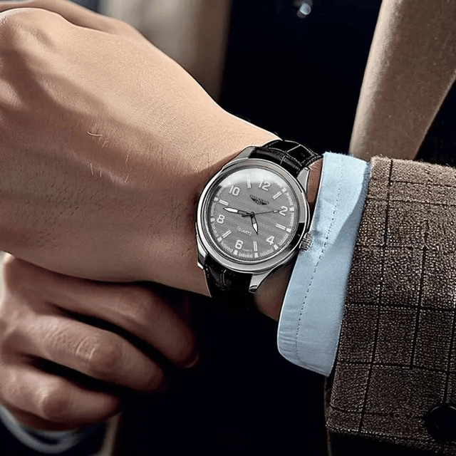 montre pour hommes bracelet cuir étanche 3 bars