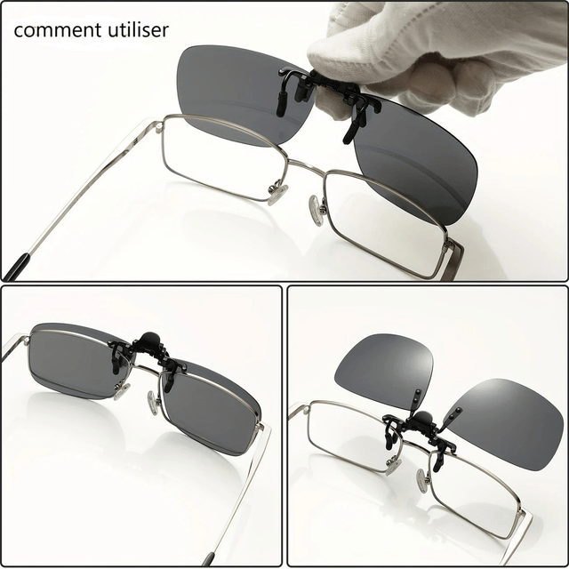 Lunettes de soleil unisexes à clipser avec verres rabattables 2 PC