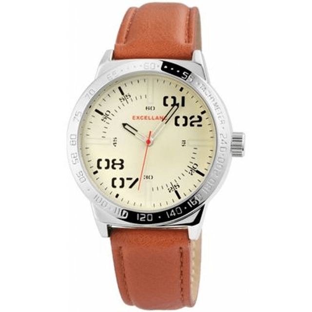 Montre marque Excellanc homme bracelet cuir marron