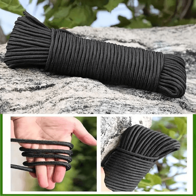 Corde en nylon noir tressée, corde en polypropylène 10 m X 8mm