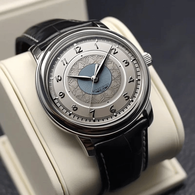 Montre bracelet cuir à quartz ronde pour hommes date 