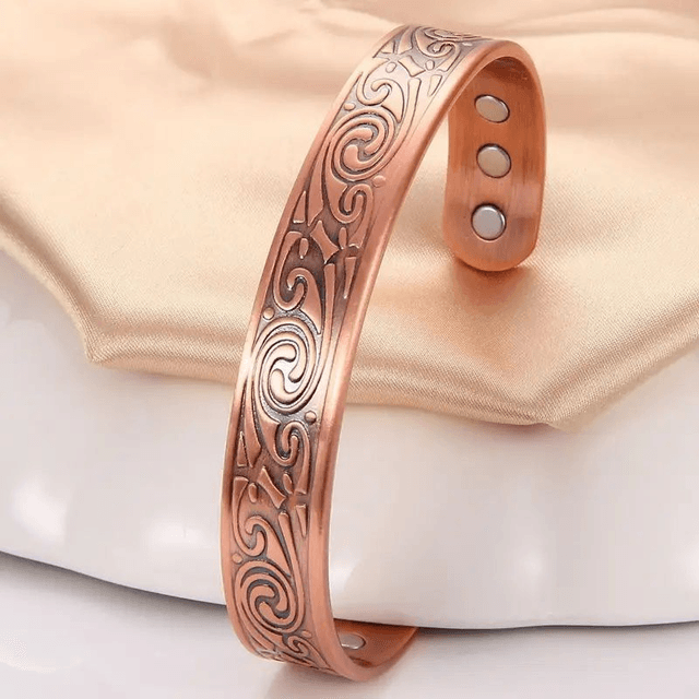 Bracelet de manchette magnétique en cuivre vintage, bracelet de taille ouverte réglable,
