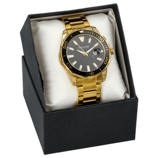 Montre sport octogonale homme acier doré Skyline