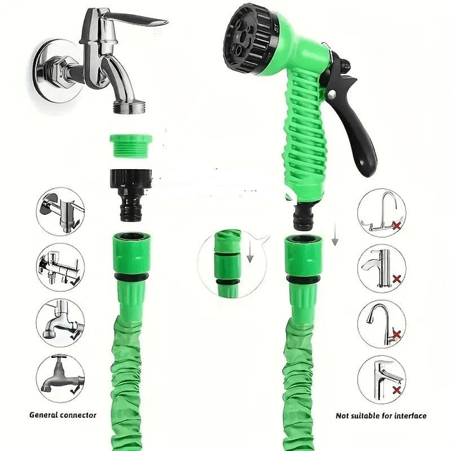 Tuyau d'Arrosage Extensible 15 m Pulvérisateur Multi-usage