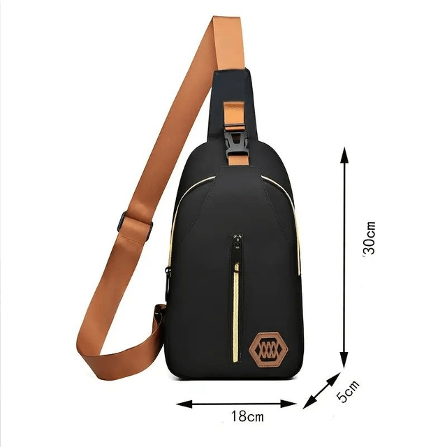 Sac Bandoulière noir Léger en Nylon Unisexe avec Sangle Réglable 