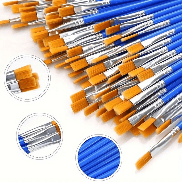Ensemble de 30 pinceaux plats en nylon pour peinture 