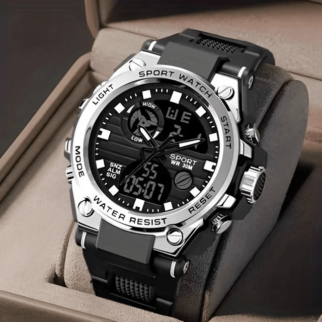 Montre de sport numérique analogique pour homme avec affichage de la date et de l'alarme chrono