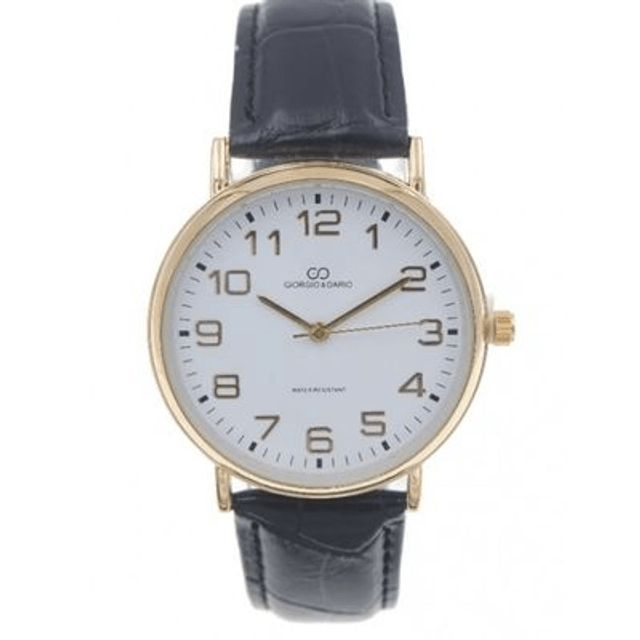 Montre Giorgio & Dario tendance pour femme fond blanc  bracelet cuir noir