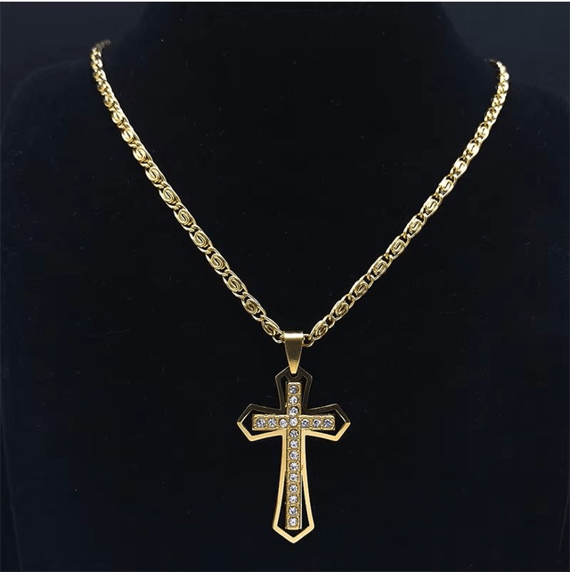 Pendentif croix catholique pour homme