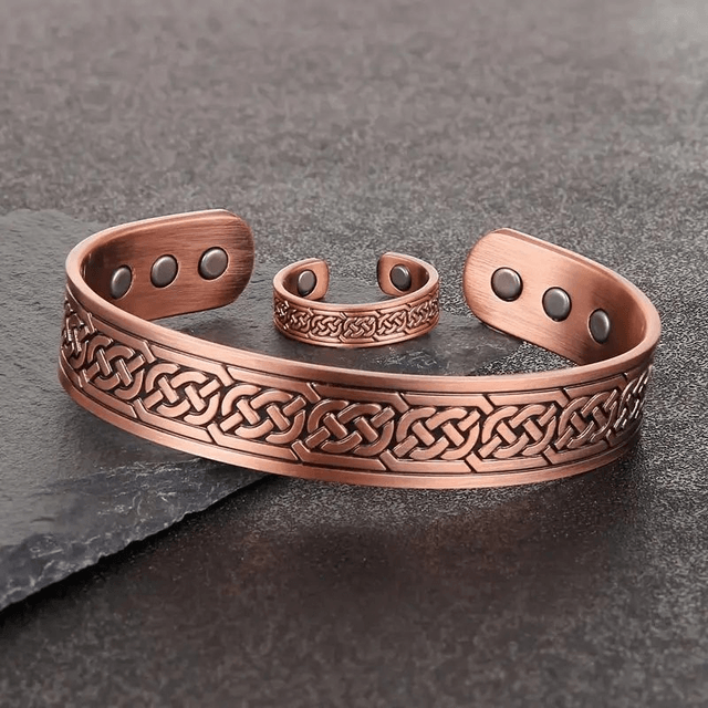 Bracelet magnétique en cuivre Ajustable pour Hommes + une bague cuivre offerte