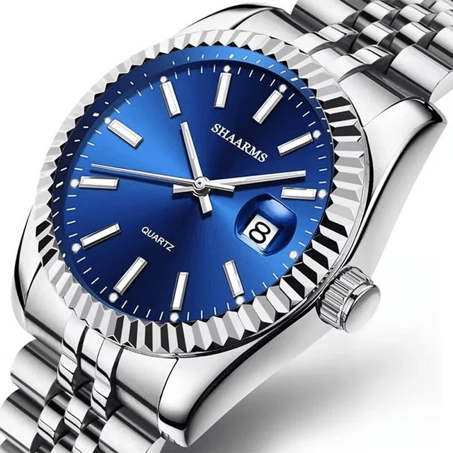 Montre-bracelet à quartz bleue de luxe pour femme
