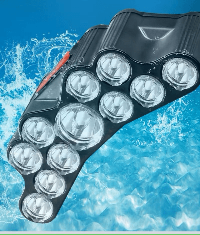 Lampe frontal à 11 LED, batterie intégrée lampe de poche, camping, aventure, pêche 