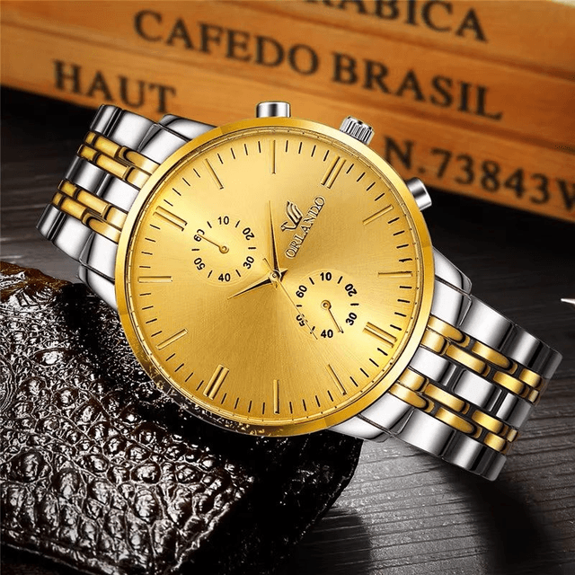 montre à Quartz hommes bracelet acier inoxydable