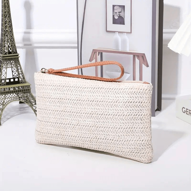 Portefeuille tissé en paille artisanal Marie Perle 