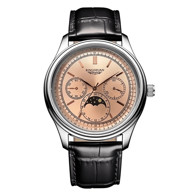 Montre analogique à Quartz pour hommes, haute qualité, ceinture de luxe noir