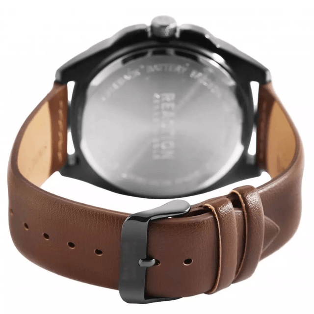 montre homme marque Kenneth Cole réaction bracelet cuir de couleur marron lumineuse étanche