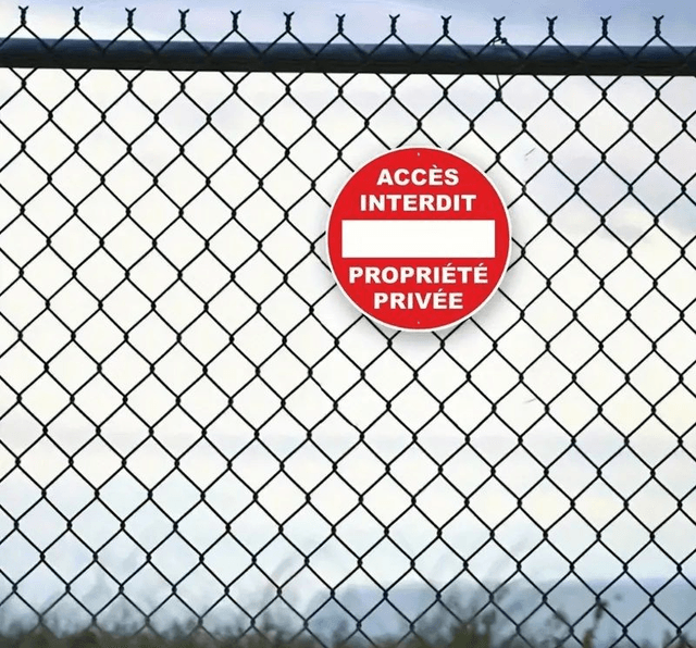 Panneau rond en aluminium : Panneau d'interdiction d'accès à la propriété privée,