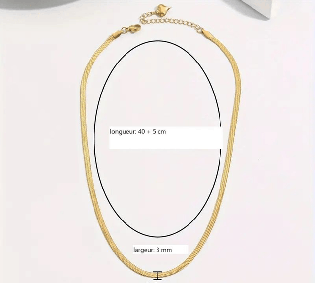 Collier Chaîne Serpent en Acier Inoxydable Plaqué Or 18K 