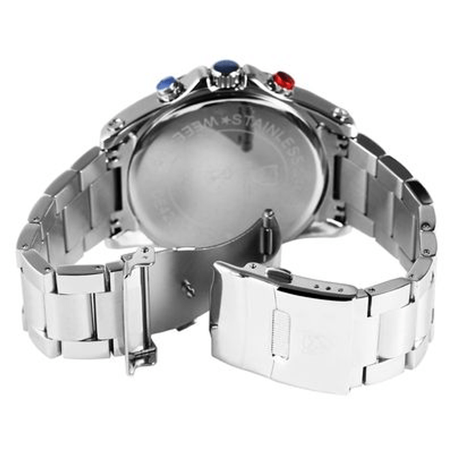 montre homme marque pierrini date chronographe étanche bracelet acier inoxydable