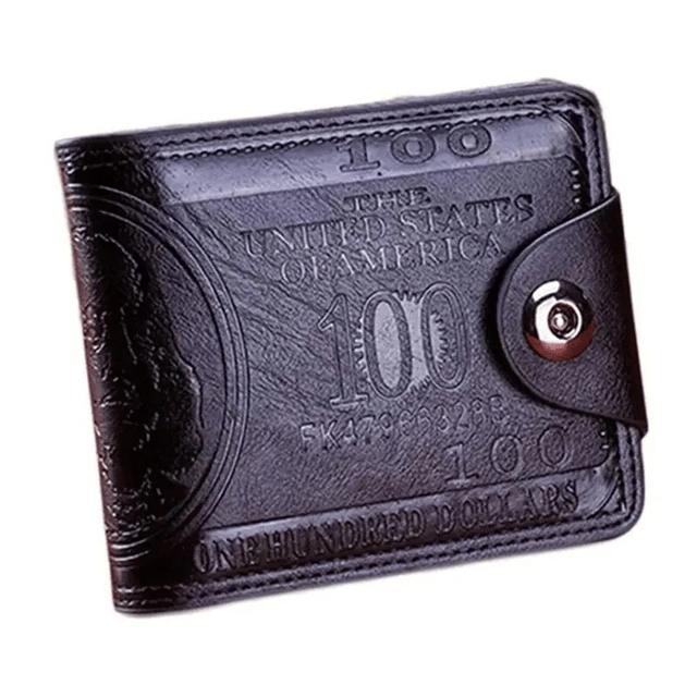 Portefeuille en cuir à motif dollar américain pour hommes noir