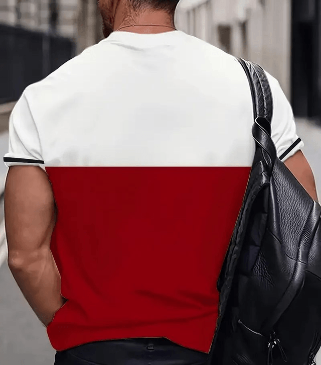 T-shirt pour Homme, col rond respirant tissu en tricot de polyester taille XL à Blocs de Couleur avec Motif KING