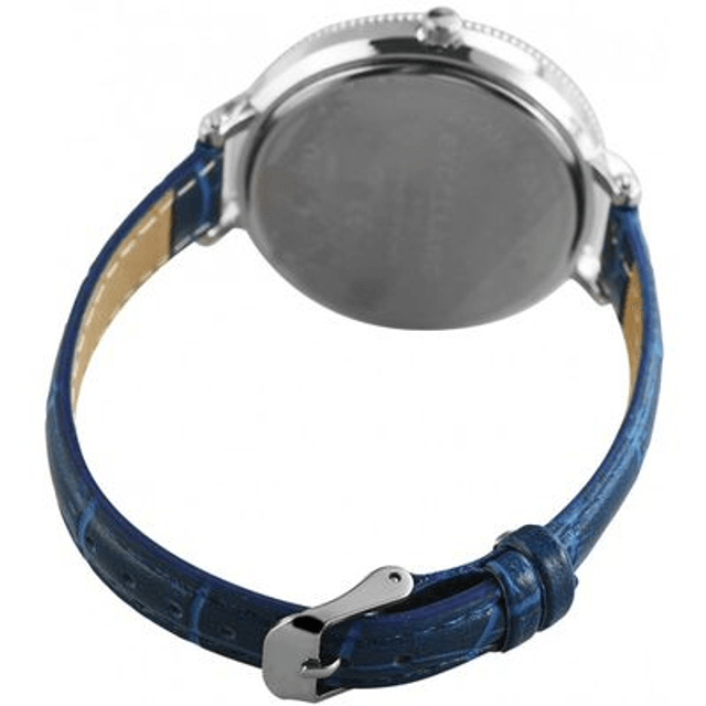 montre fond bleu marque Excellanc bracelet cuir bleu