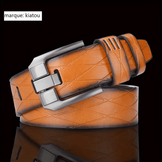 Ceinture à Boucle ardillon Pour Homme D'affaires, loisir, couleur  caramel