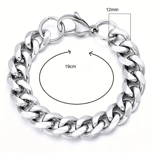 Un Bracelet Pour Homme En Acier Inoxydable long 19 cm largeur 12mm
