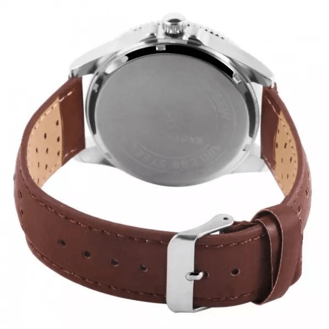 Montre marque Excellanc homme fond noir bracelet marron