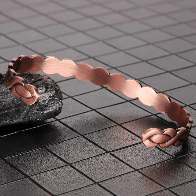 Bracelet magnétique en cuivre, Manchette Ajustable avec Design Tressé