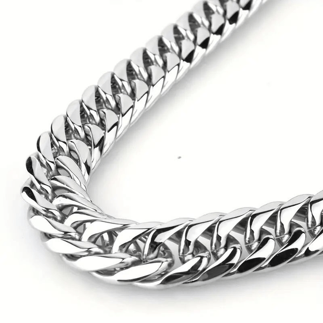 Chaîne épaisse pour homme en acier inoxydable argenté 13 MM L 66CM