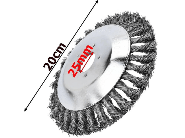Brosse métallique pour débroussailleuse à essence, tête de 200 mm