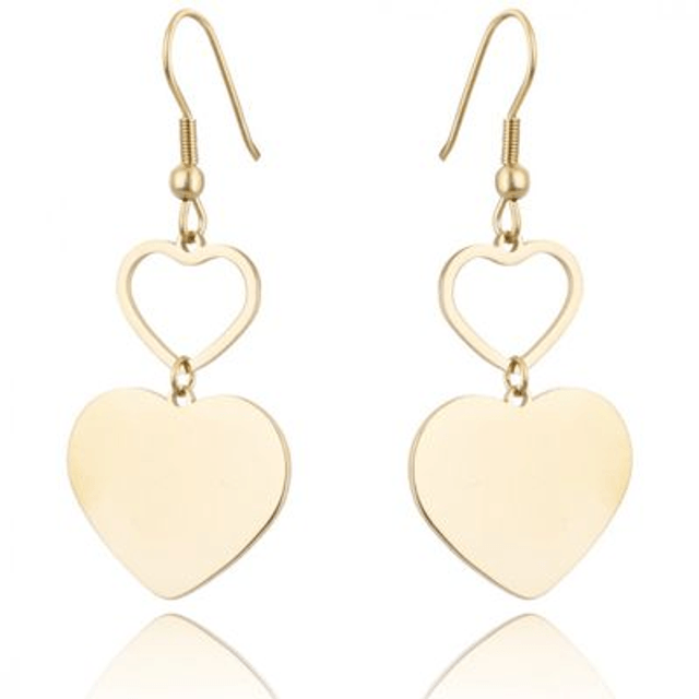 Boucles d'oreilles en acier chirurgical plaqué or 18 carats forme de cœur