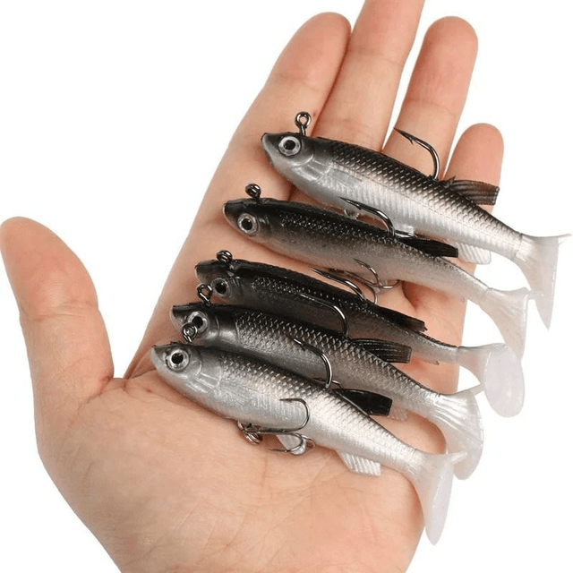 Lot d'appâts artificiels souples pour la pêche 5 pièces