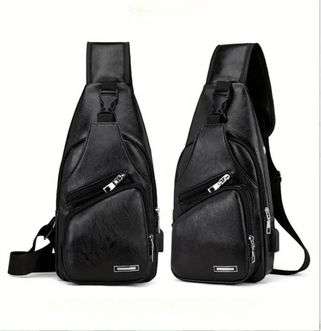 Sac à Bandoulière  Multifonctionnel, Chargement USB, Fermeture Éclair, Poitrine