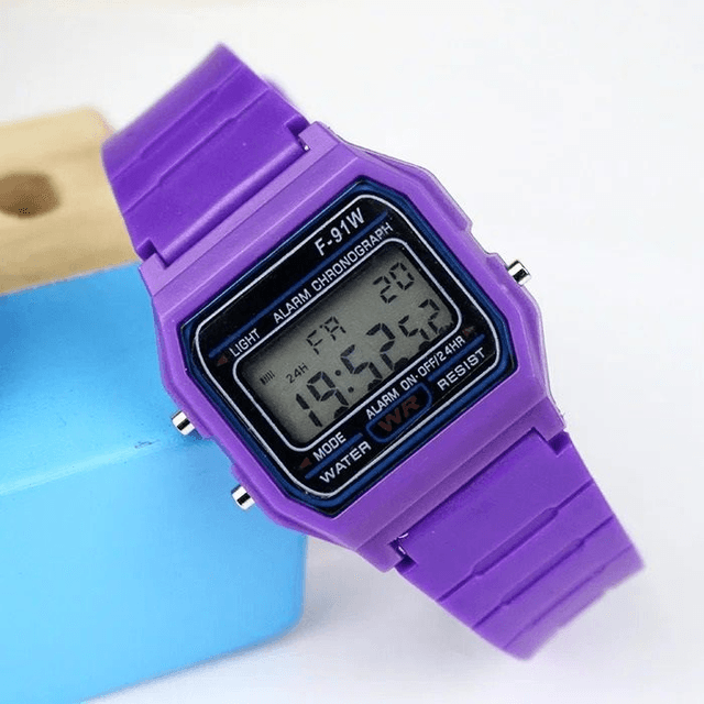 Montres numériques de sport pour enfants, bracelet en silicone vert (1)