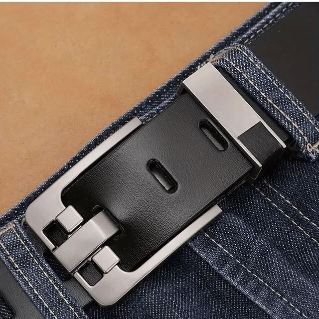 Ceinture style vintage décontractée pour hommes boucle carrée couleur café 120cm