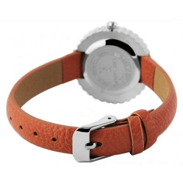 montre femme fond blanc et trass bracelet cuir de couleur marron