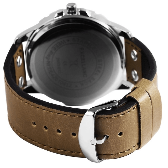 Montre marque Excellanc homme  bracelet cuir de couleur olive