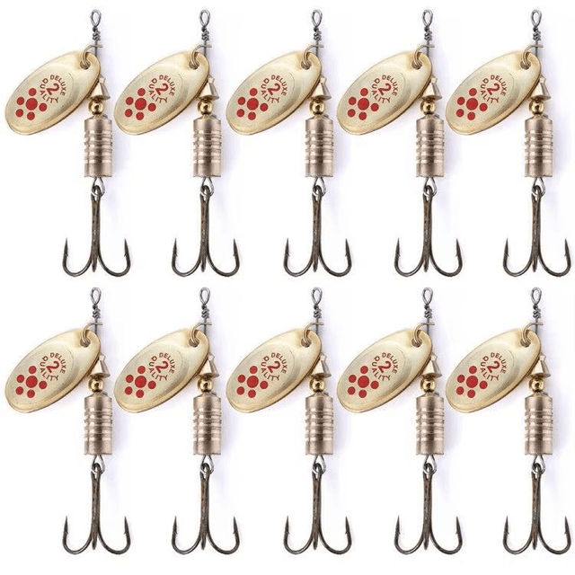 Lot d'appâts métalliques pour la pêche doré 10 PC