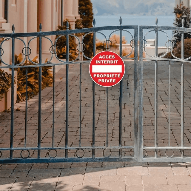 Panneau rond en aluminium : Panneau d'interdiction d'accès à la propriété privée,