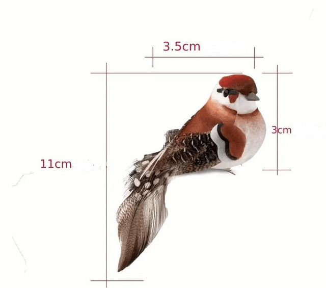 5 oiseaux artificiels avec texture de plumes réaliste en mousse avec Clip